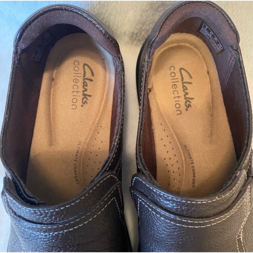 Clarks Collection Shoe Loafer Brown Leather Comfort Slip-On Size 8.5 M - Picture 4 of 6